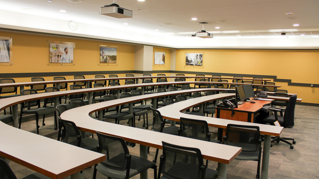 Photo of classroom C121 Pappajohn Business Building