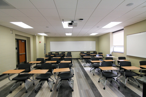 Image of classroom with moveable tablet arm chairs