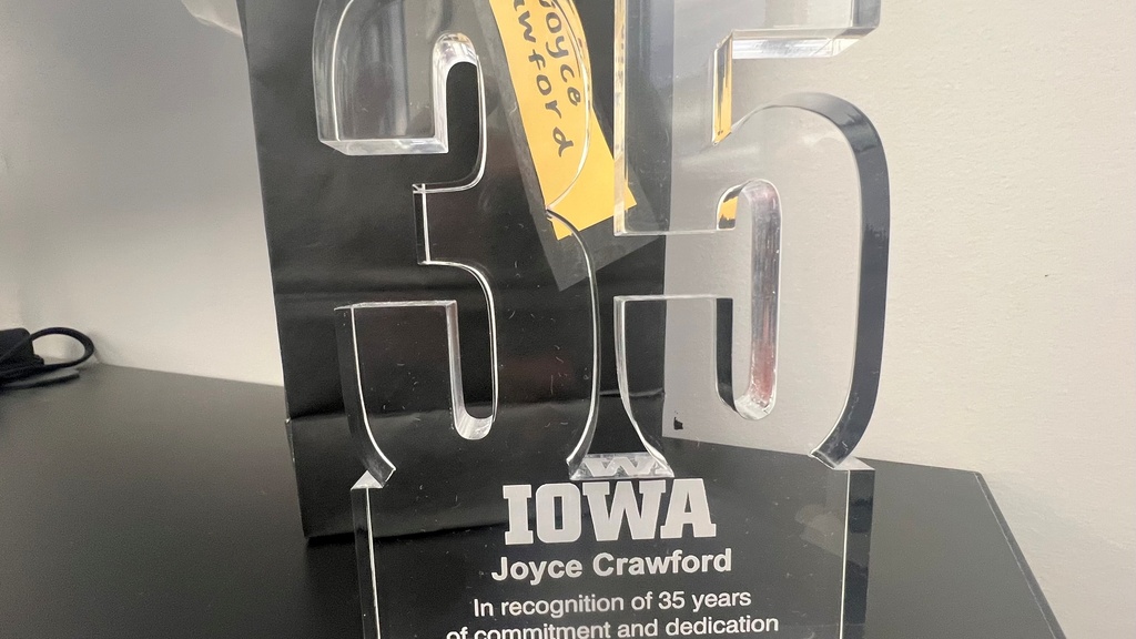 image of clear statue in the shape of 35